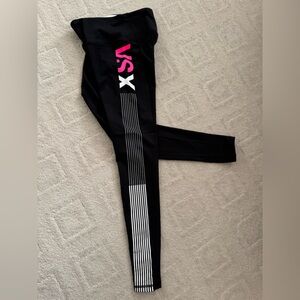 Victoria Secret/VSX Black Leggings with Pink and White Accents/ XS